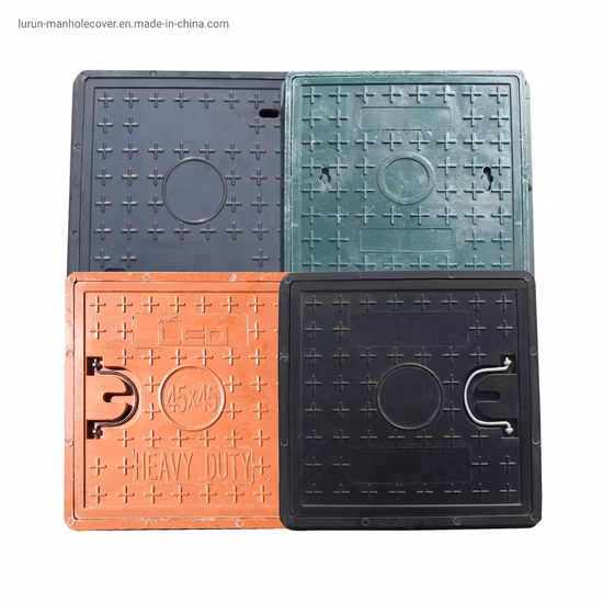 Fábrica de China con CE/ISO En124 Dúctil D400 con bisagras SMC/BMC Cuadrado de fibra de vidrio/Plástico/FRP Tapa de registro compuesta Precio de resina